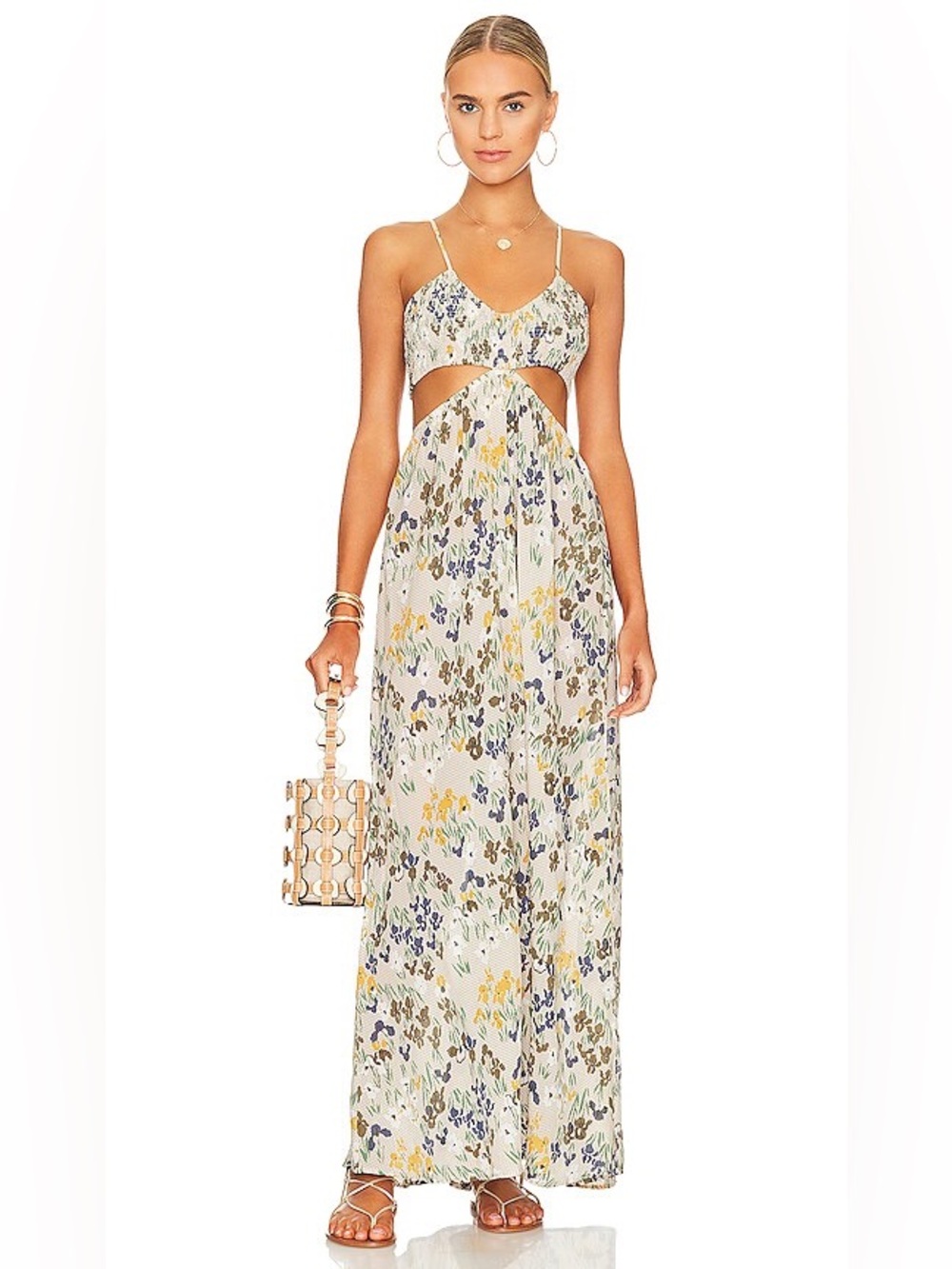 Indah innocence floral cutaway maxi dress in lejardin - s